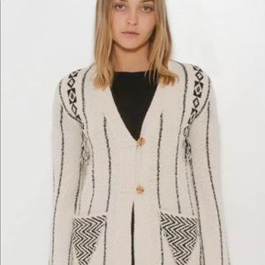 Raquel Allegra Moroccan Sweater Cotton Cardigan Tassels Size 1